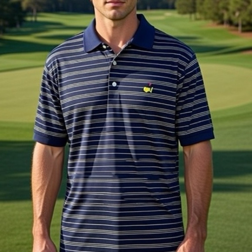 Masters Collection 90’s Men’s Vintage Striped Golf Polo Size Large 100% cotton